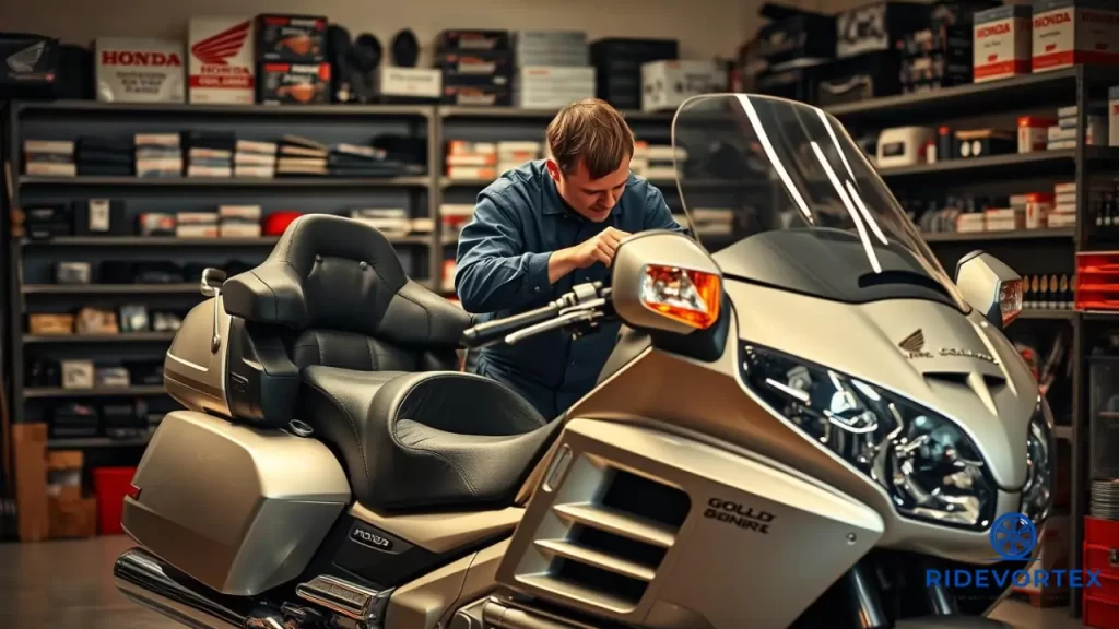 Close-up of Honda Gold Wing digital dashboard and controls