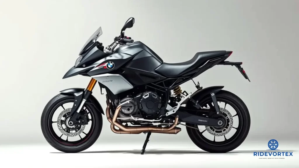 Side shot of the BMW R 1300 R showing naked design and compact cha