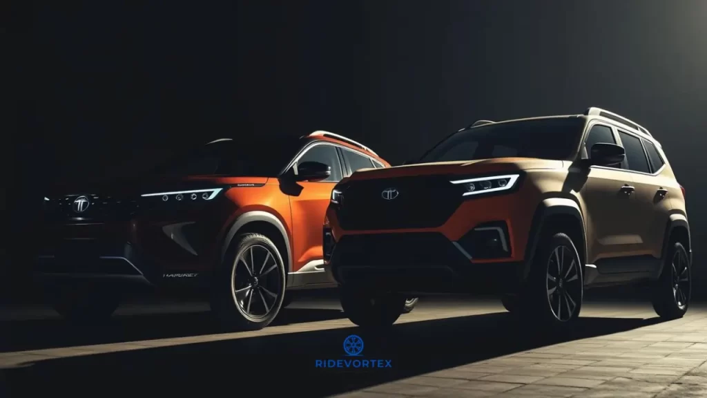 Futuristic front design of Tata Harrier EV 2025 model with LED DR