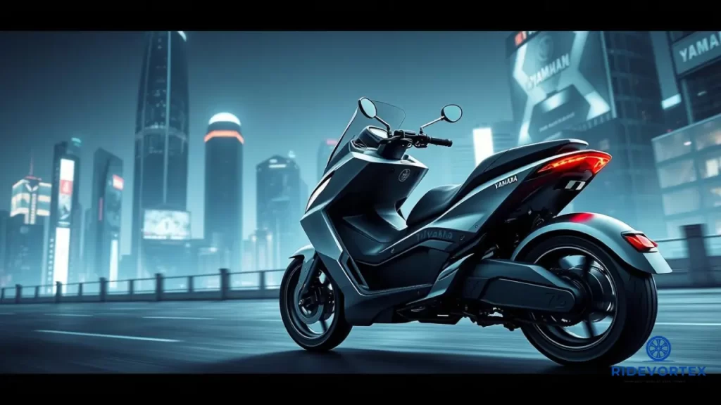 Yamaha Tricity 300 2025 being ridden through urban streets, highlighting balance and control
