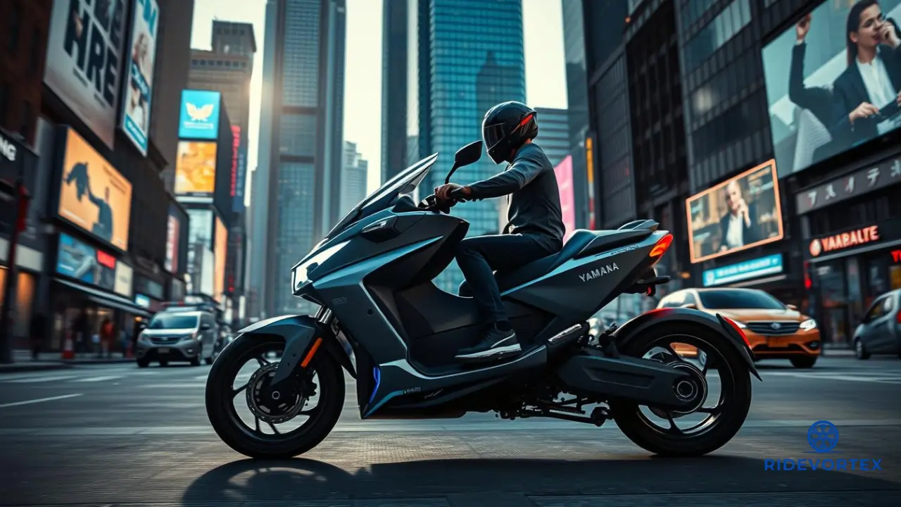 Side profile of the Yamaha Tricity 300 showcasing its aerodynamic design and modern frame